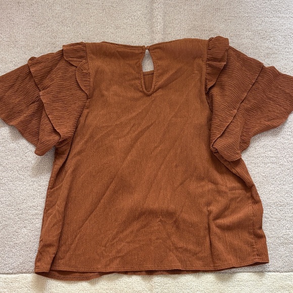 Express Brown Ruffled Blouse - Picture 3 of 3